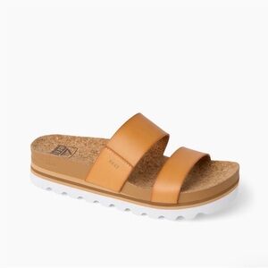 Reef Cushion Vista Hi NWT size 10 in Natural Vegan Leather Platform Sandals
